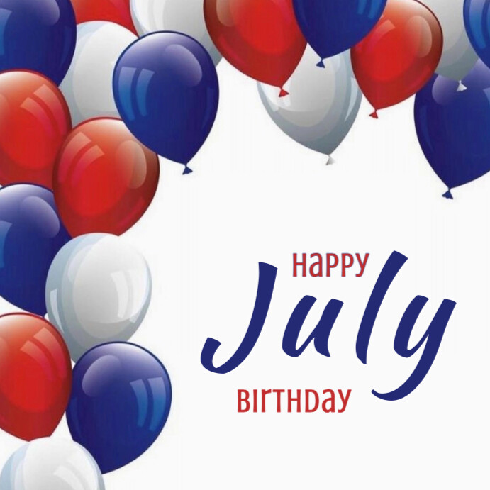 White Maximalist Happy July Birthdays  Instagram Post template
