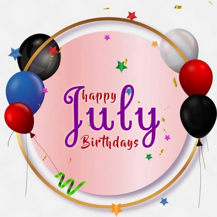 White Maximalist Happy July Birthdays  Instagram Post template