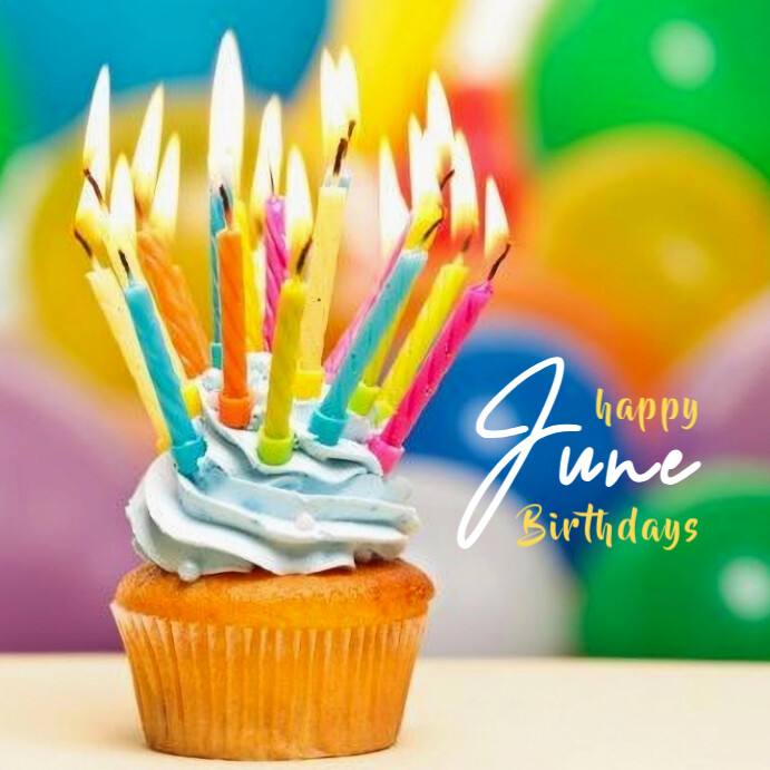 White Maximalist Happy June Birthdays  Instagram Post template