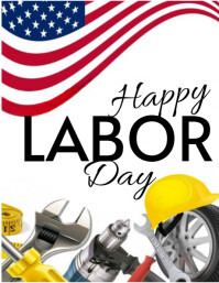 White Maximalist Happy Labor Day  Flyer (us Letter) template