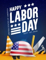 White Maximalist Happy Labor Day Flyer (us Letter) template