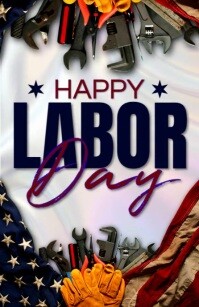 White Maximalist Happy Labor Day Half Page Wide template