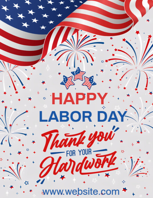 White Maximalist Happy Labor Day Usa Flyer (us Letter) Template ...