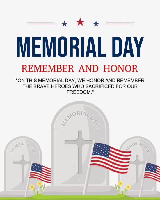 White Maximalist Happy Memorial Day Flyers Remember And Honour  Instagram Portrait template