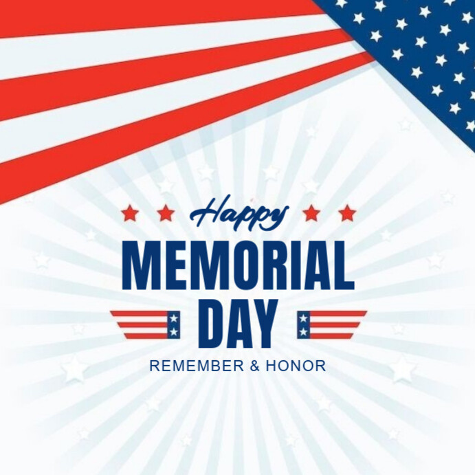 White Maximalist Happy Memorial Day Instagram Post Template | PosterMyWall