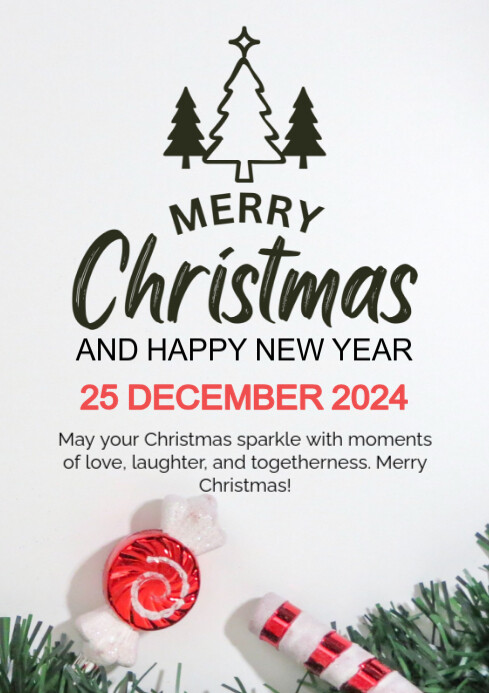 White Maximalist Happy Merry Christmas Flyers A4 Template | PosterMyWall