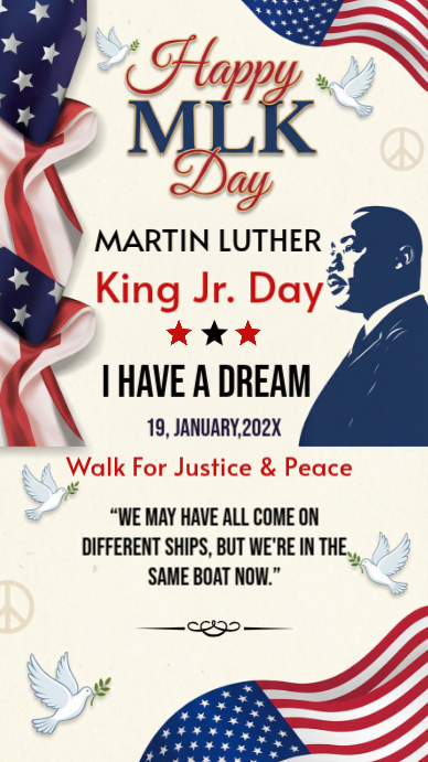 White Maximalist Happy Mlk Day Instagram Story Template | PosterMyWall