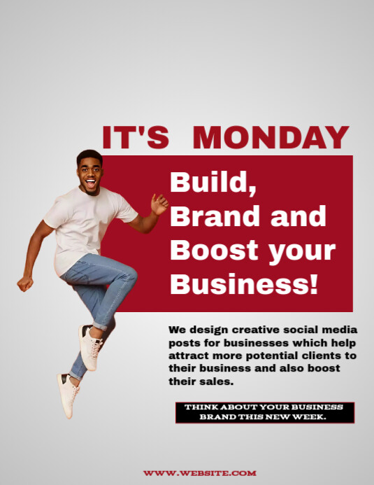 White Maximalist Happy Monday  Flyer (us Letter) template