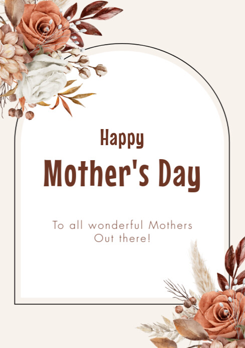 White Maximalist Happy Mothers Day A4 template