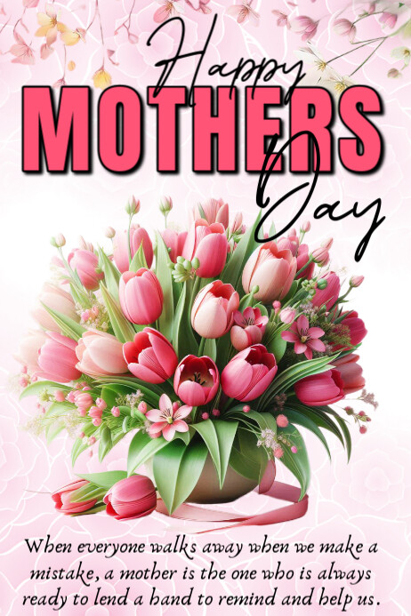 White Maximalist Happy Mothers Day Banner 4' × 6' template
