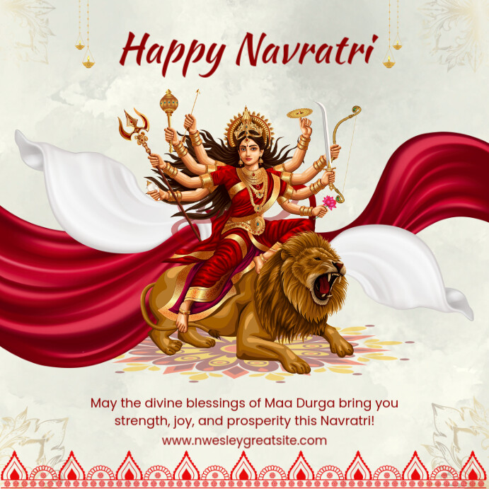 White Maximalist Happy Navratri Square (1:1) template
