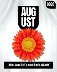 White Maximalist Happy New Month Of August 2025 Instagram Portrait template