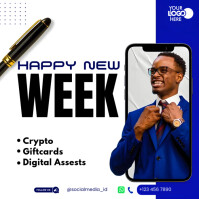 White Maximalist Happy New Week Greetings Instagram Post Wpis na Instagrama template