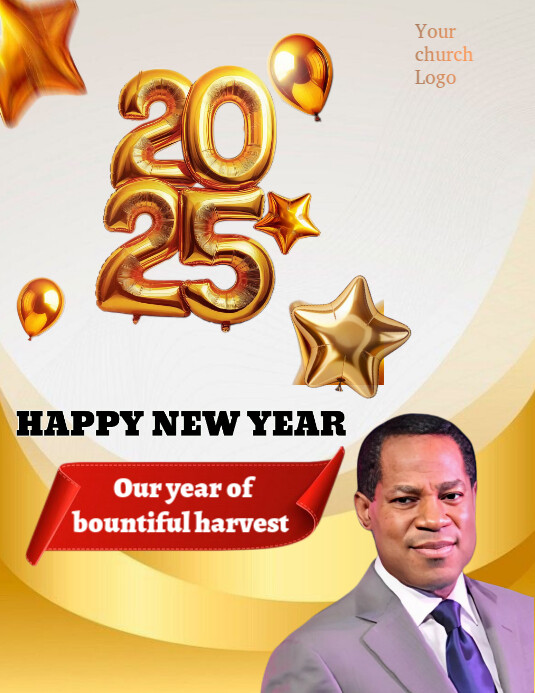 White Maximalist Happy New Year's Church  Flyer (us Letter) template
