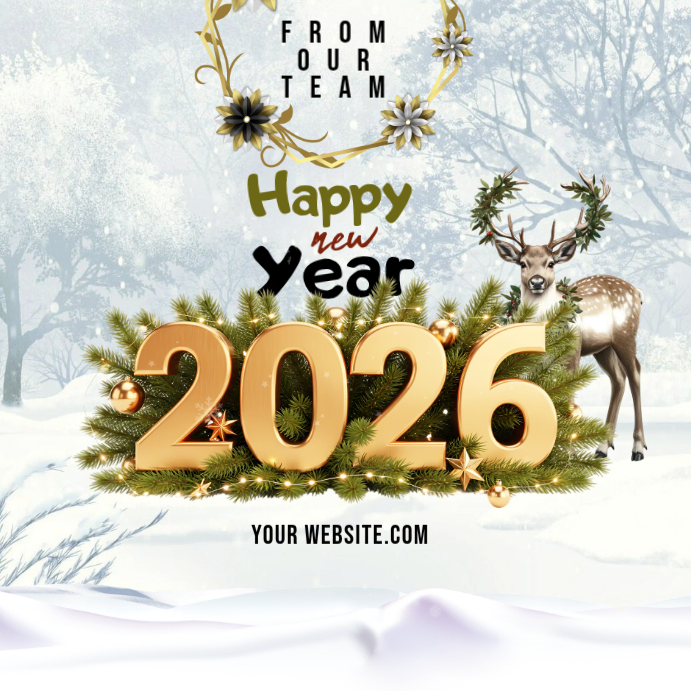 White Maximalist Happy New Year 2026 Greeting Card Instagram Post ...