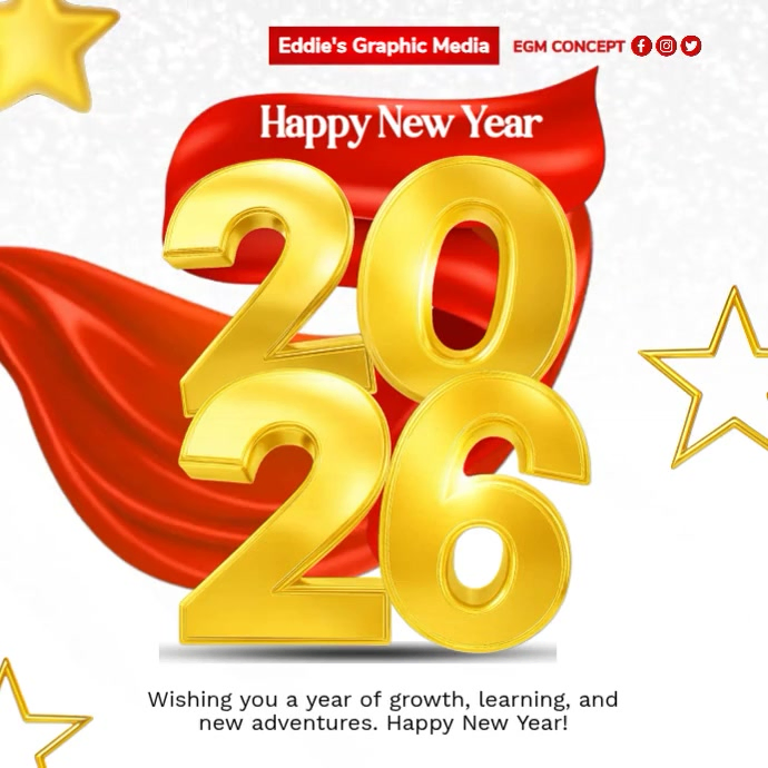 White Maximalist Happy New Year 2026 Template Instagram Post | PosterMyWall