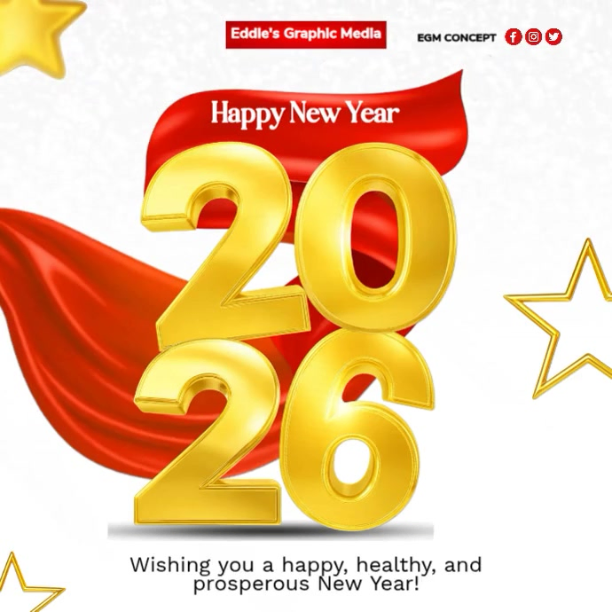 Modèle White Maximalist Happy New Year 2026 Template Instagram Post ...