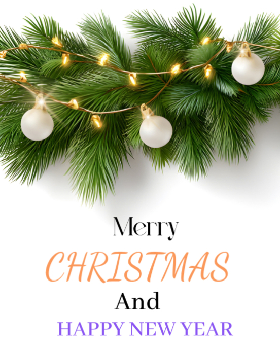 Plantilla de White Maximalist Happy New Year And Merry Christmas ...