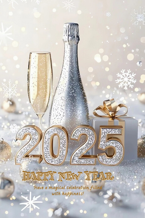 White Maximalist Happy New Year Banner 4' × 6' Template | PosterMyWall
