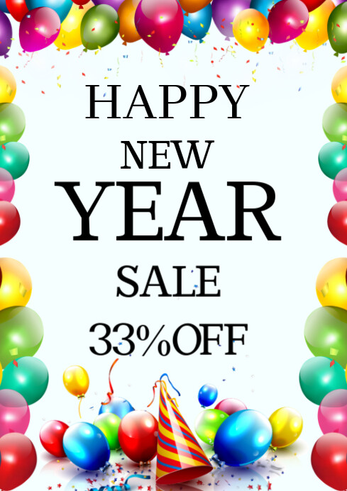 White Maximalist Happy New Year Celebration Template A4 | PosterMyWall