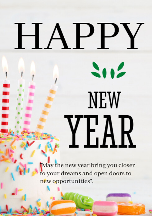White Maximalist Happy New Year Celebration Template A4 | PosterMyWall