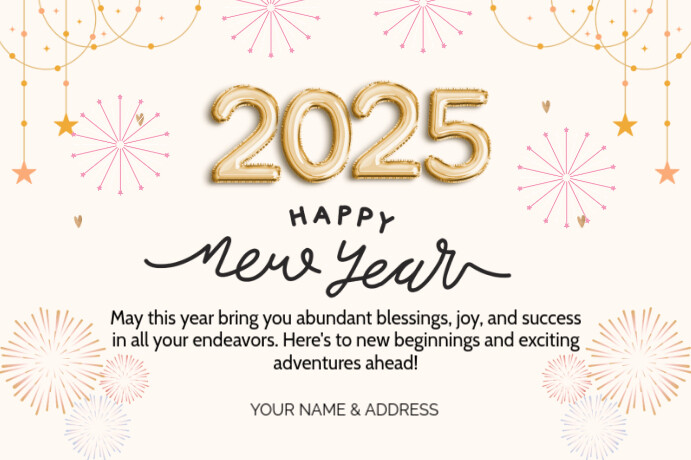 White Maximalist Happy New Year Celebration Templates  Flag Bandeira