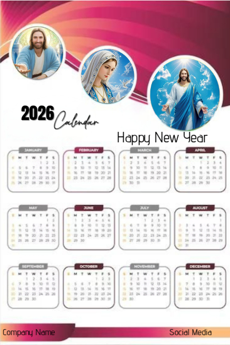 White Maximalist Happy New Year Design Calendar Poster Template ...