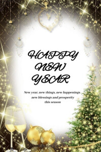 White Maximalist Happy New Year Design  Poster template