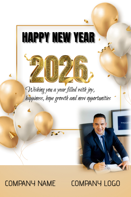 Copy of White Maximalist Happy New Year Design Template Poster ...