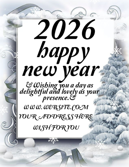 White Maximalist Happy New Year Flyer (us Letter) Template | PosterMyWall