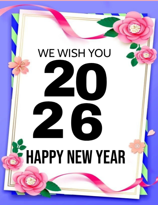 White Maximalist Happy New Year Flyer (us Letter) Template | PosterMyWall