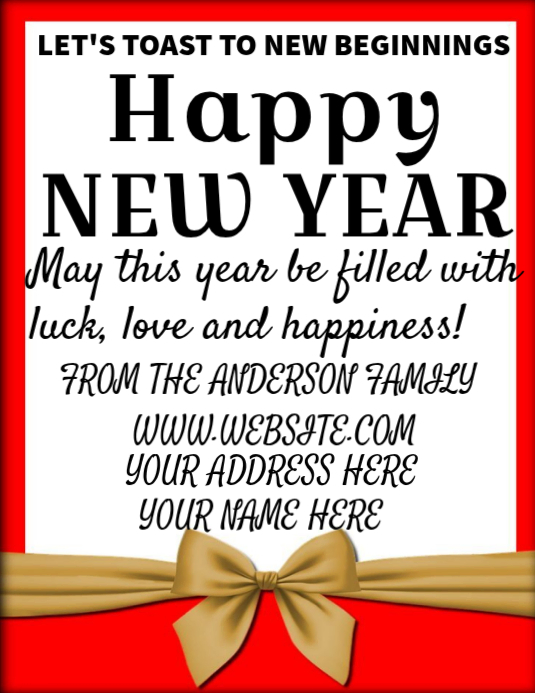 Plantilla de White Maximalist Happy New Year Flyer (us Letter ...