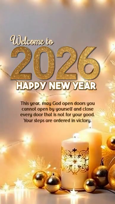 White Maximalist Happy New Year Greeting  Digital Display (9:16) template