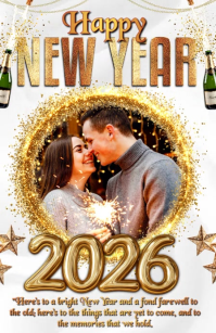 White Maximalist Happy New Year Half Page Wide ความกว้างแบบครึ่งหน้า template