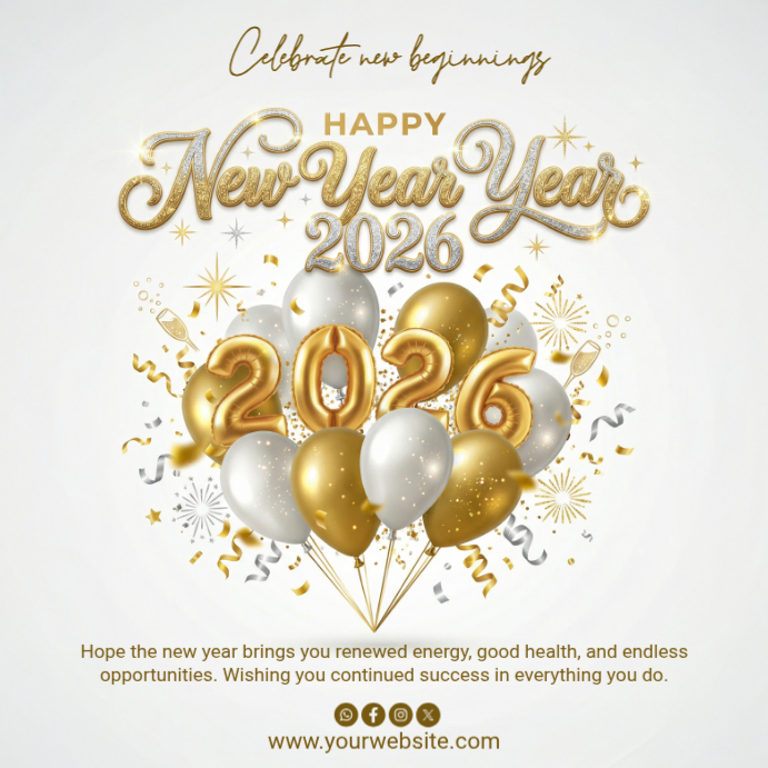 Plantilla de White Maximalist Happy New Year Instagram Post | PosterMyWall