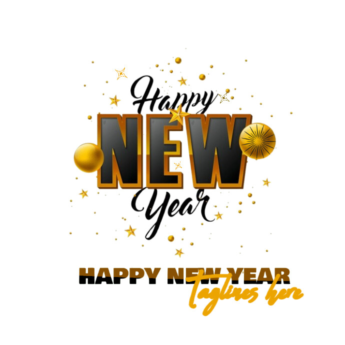 White Maximalist Happy New Year Logo De Logo || new year golden logo design ||  golden logo  design Logótipo template