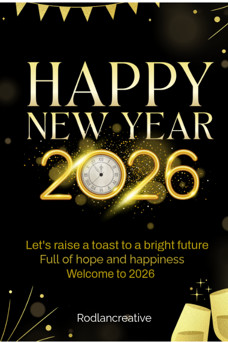 White Maximalist Happy New Year Poster Template | PosterMyWall