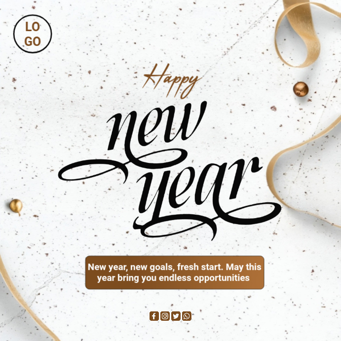 White Maximalist Happy New Year Square (1:1) Template | PosterMyWall