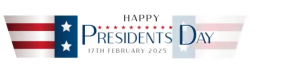 White Maximalist Happy Presidents Day Google Classroom Banner template