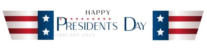 White Maximalist Happy Presidents Day Google Classroom Banner template