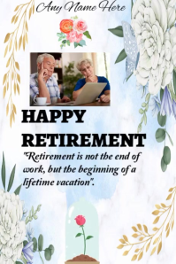 White Maximalist Happy Retirement  Poster Póster template