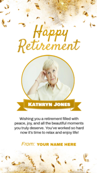 White Maximalist Happy Retirement Template Facebook Story