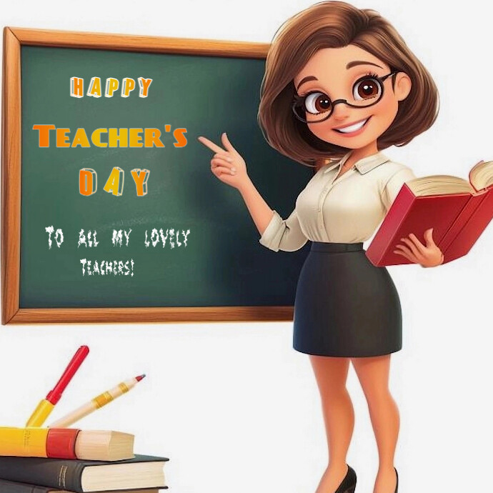 White Maximalist Happy Teacher's Day Logo 徽标 template