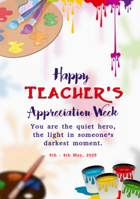 White Maximalist Happy Teacher Appreciation Week A4 Template | PosterMyWall
