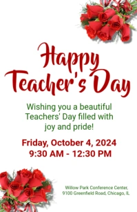 White Maximalist Happy Teacher Day Tabloid template