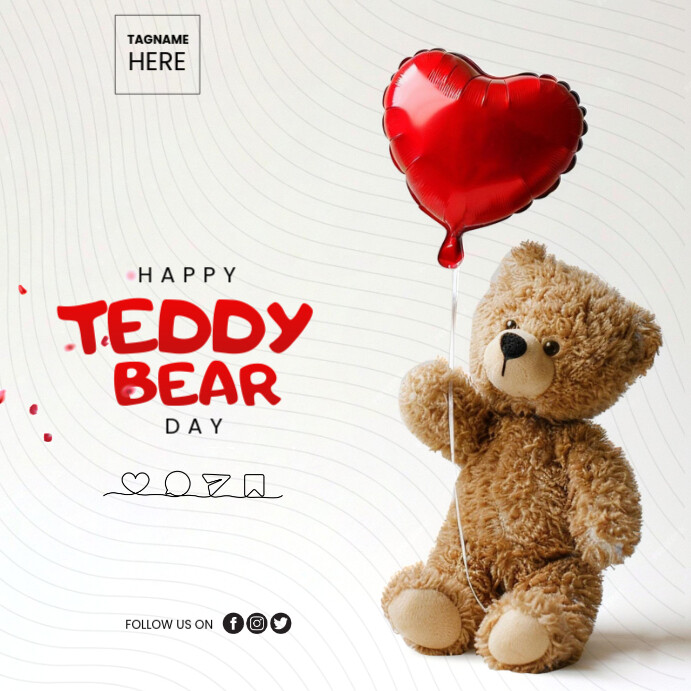 White Maximalist Happy Teddy Day Instagram Post Template | PosterMyWall