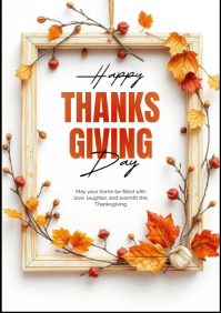White Maximalist Happy Thanksgiving A3 template