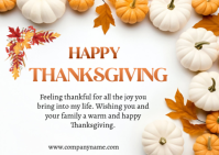 White Maximalist Happy Thanksgiving Celebration Wishes  Postcard Carte postale template