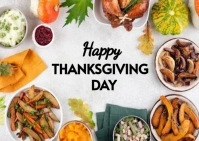 White Maximalist Happy Thanksgiving Day  Postcard template