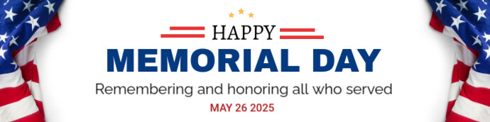 White Maximalist Happy Usa Memorial Day Celebration Google Header Google Classroom Banner template